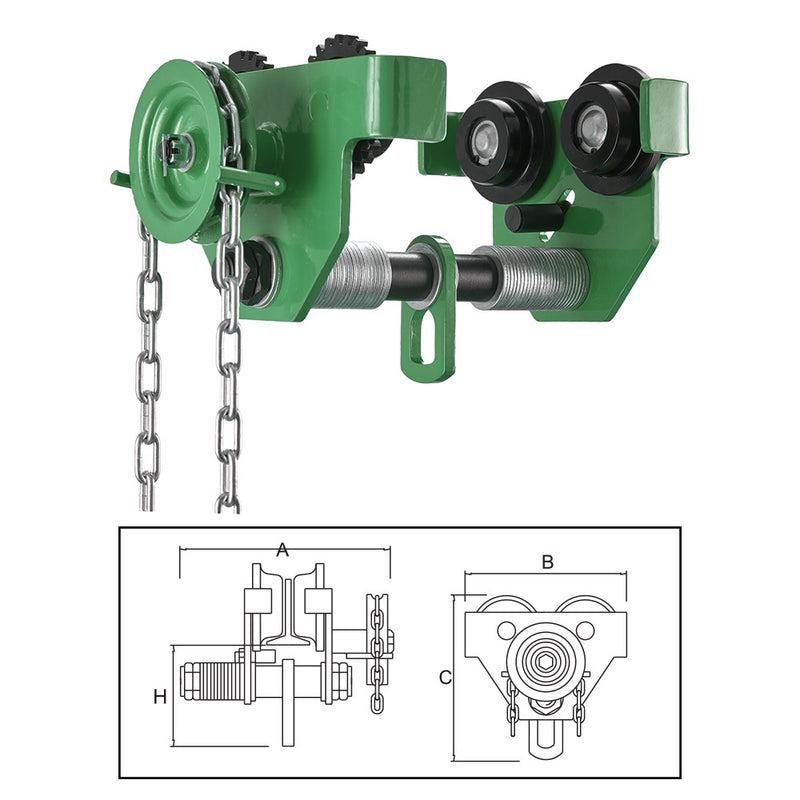 ITM Geared Girder Trolley-2 Ton-88-203mm Beam Width