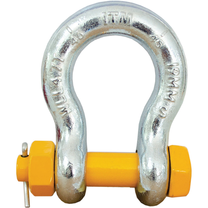 ITM Bow Shackle-Yellow Pin GS Safety Pin-17 Ton-38mm Body