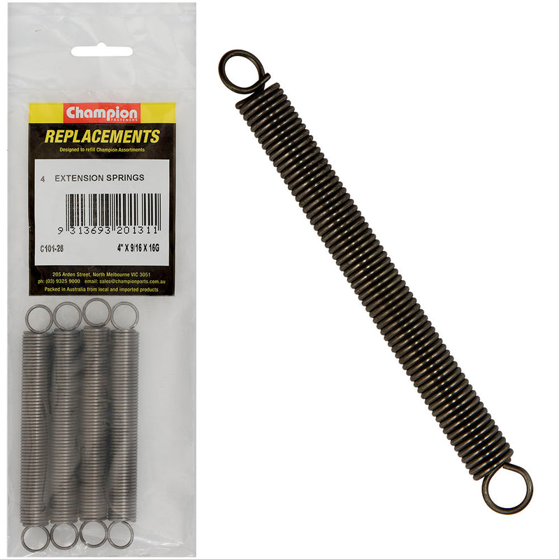 Champion 100 x 14 x 1.6mm Extension Spring -4pk – HJ PHILLIPS