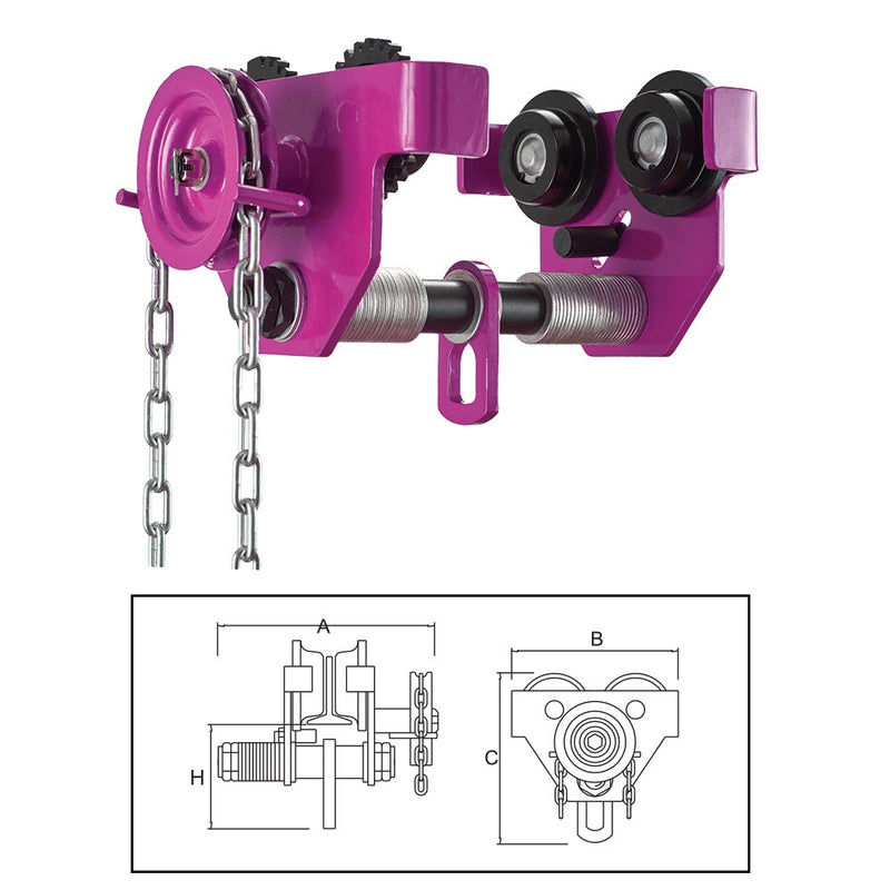 ITM Geared Girder Trolley-1 Ton-64-152mm Beam Width
