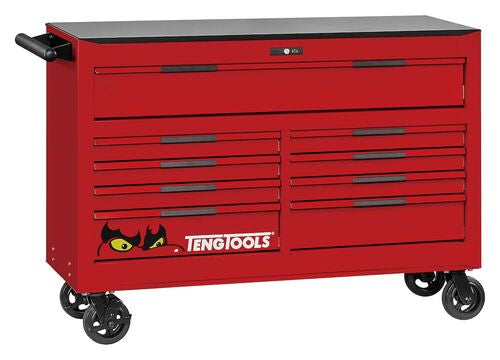 Teng Pro35 53in Roller Cabinet 9 Drawers Red