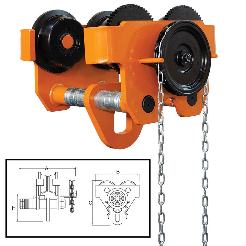 ITM Geared Girder Trolley-10 Ton-114-305mm Beam Width