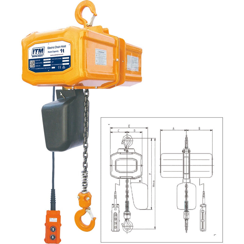 ITM 240V Electric Hoist-500kg-3 Meter Lift