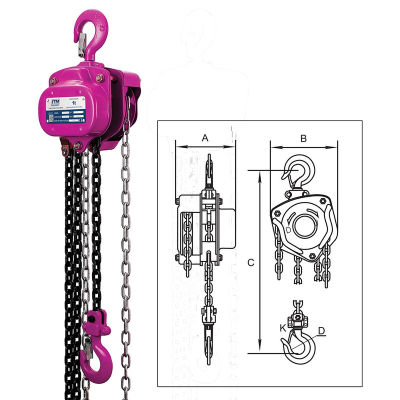 ITM Chain Block-Heavy Duty-1 Ton-3 Meter Lift