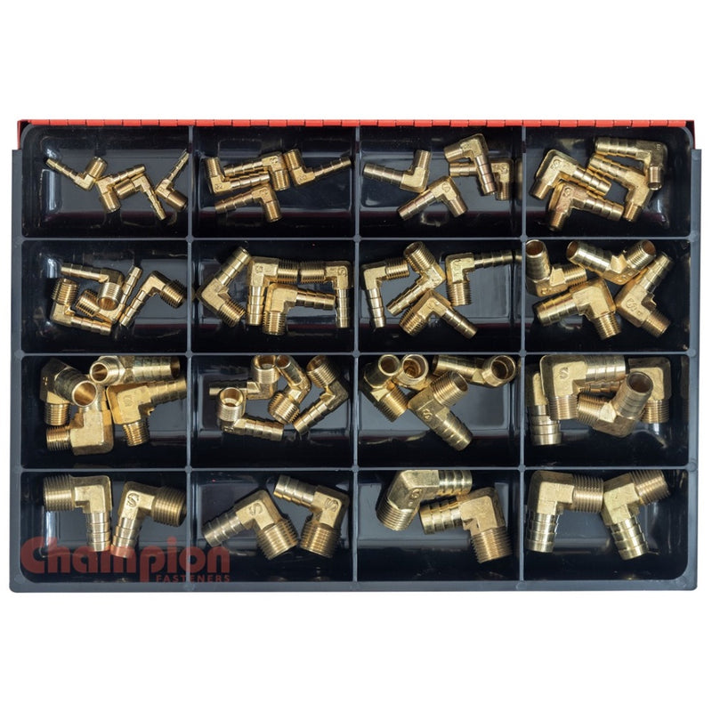 Champion 56pc Male Brass Hose Tail Elbow Assortment