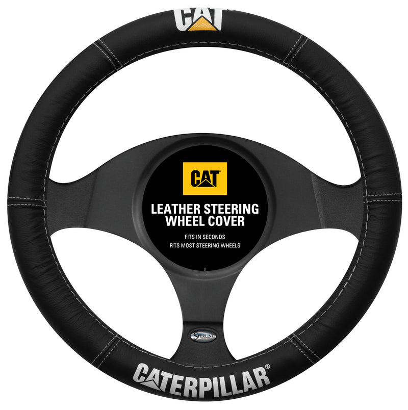 BLACK LEATHER STEERING WHEEL COVER
