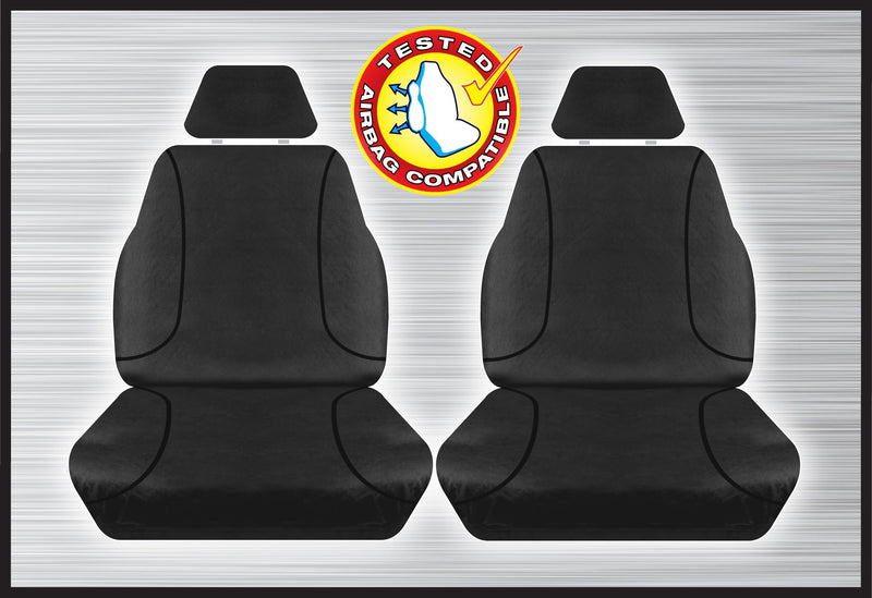 BLACK FRONT CANVAS SEAT COVER PAIR - HILUX 07/2015 ONWARD