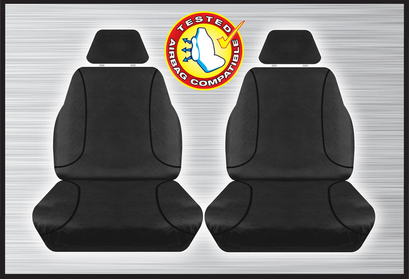 BLACK CANVAS FRONT SEAT COVER PAIR - VW AMAROK 02/2011+