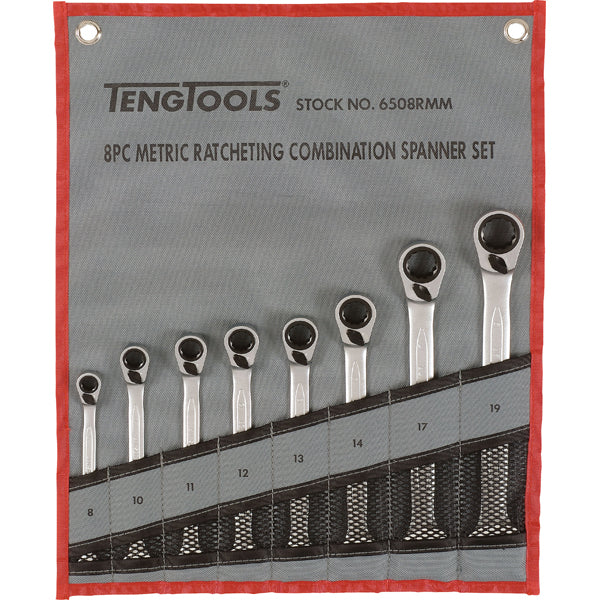 Teng 8pc Rev Ratchet Metric Spanner Set 8-19Metric Default Title