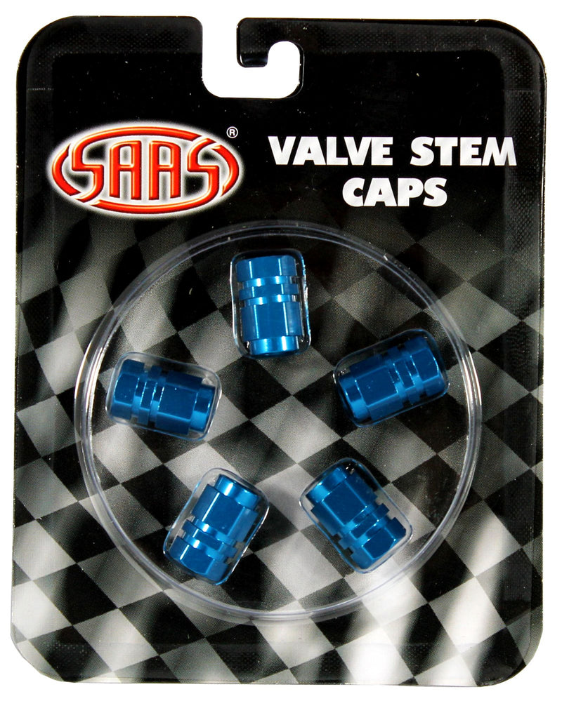 BLUE TYRE VALVE CAPS PK5