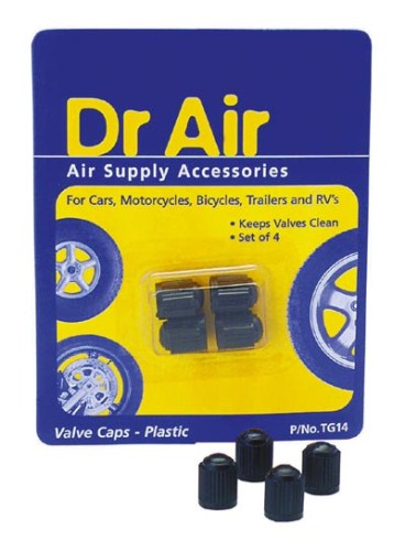 PLASTIC TYRE VALVE CAPS BLACK PK4