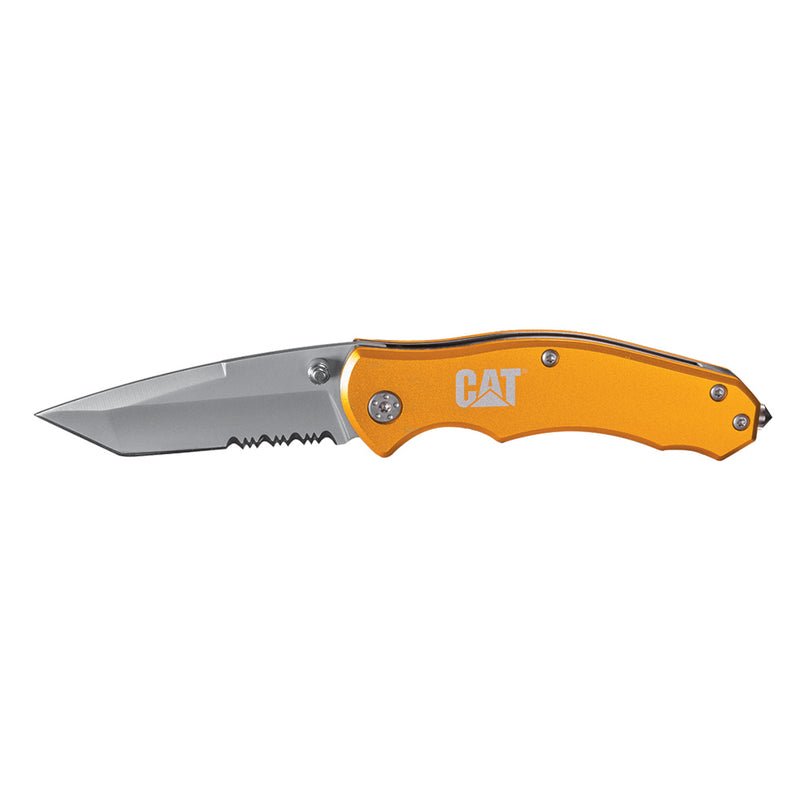 Cat® 165mm Serrated Tanto Blade Folding Knife with Glass Break