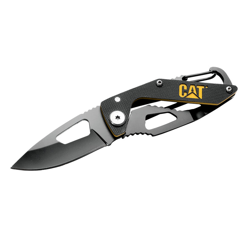 Cat® 135mm Folding Skeleton Knife with Black Blade and Carabiner