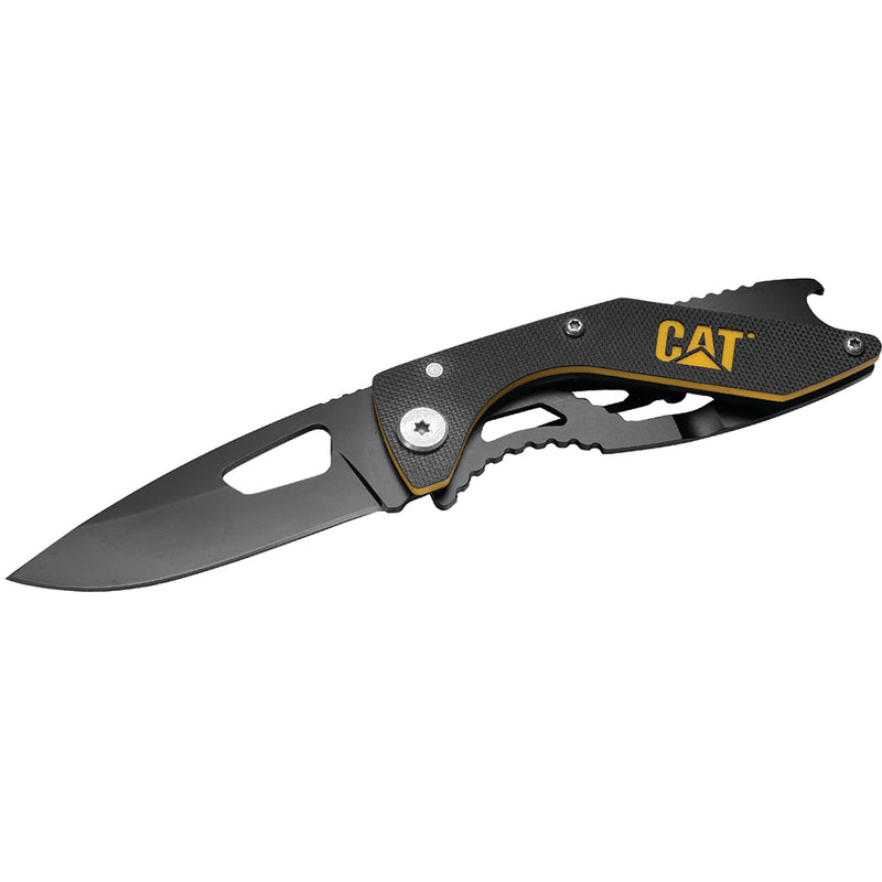Cat® 155mm Folding Skeleton Knife with Black Blade and Bottle Opener