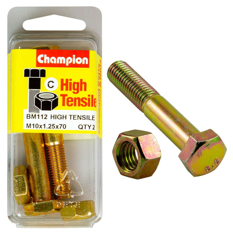 Champion M10 x 70 x 1.25 Bolt & Nut (C) - GR8.8 Default Title