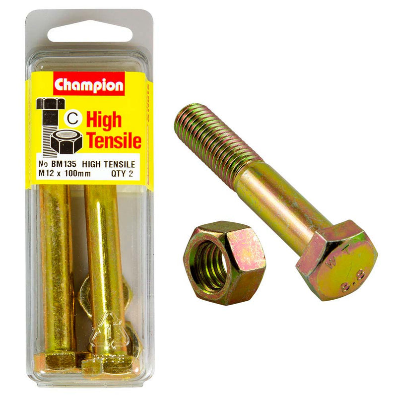 Champion M12 x 100 x 1.75 Bolt & Nut (C) - GR8.8 Default Title