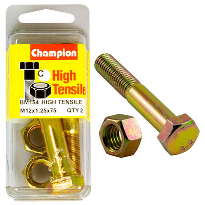 Champion M12 x 75 x 1.25 Bolt & Nut (C) - GR8.8 Default Title