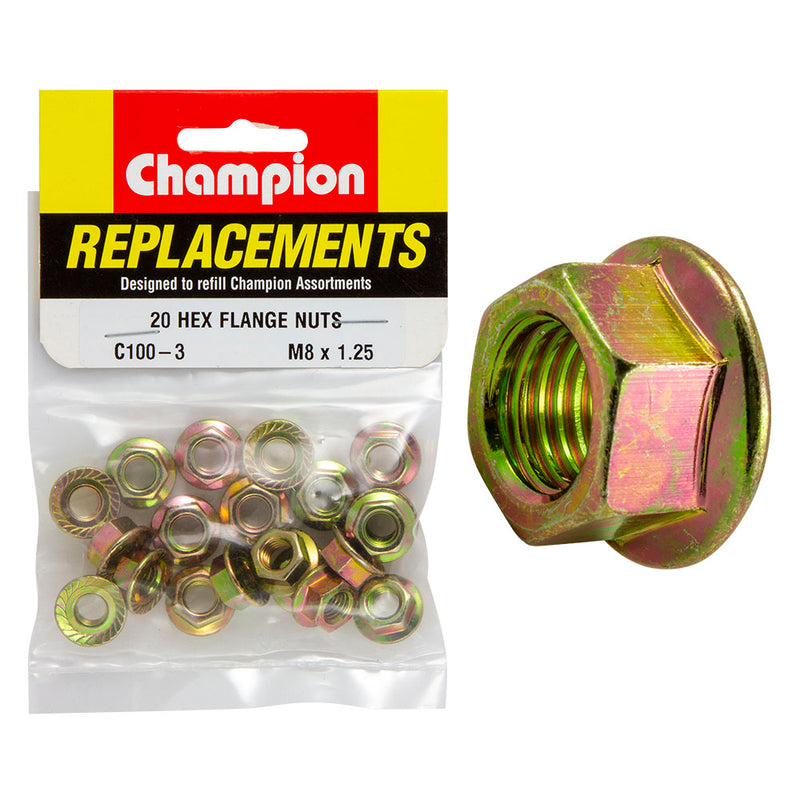 Champion M8 x 1.25 Hex Flange Nut -20pk Default Title