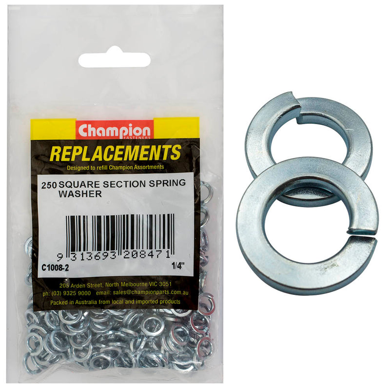 Champion 1/4in Square Section Spring Washer -250pk Default Title