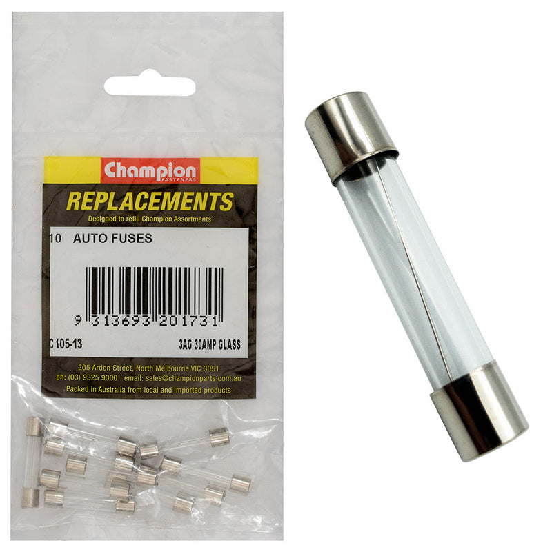 Champion 3Ag 30 Amp Glass Fuse -10pk Default Title