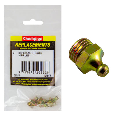 Champion 1/4in BSP (Gas) Straight Grease Nipple -3pk Default Title