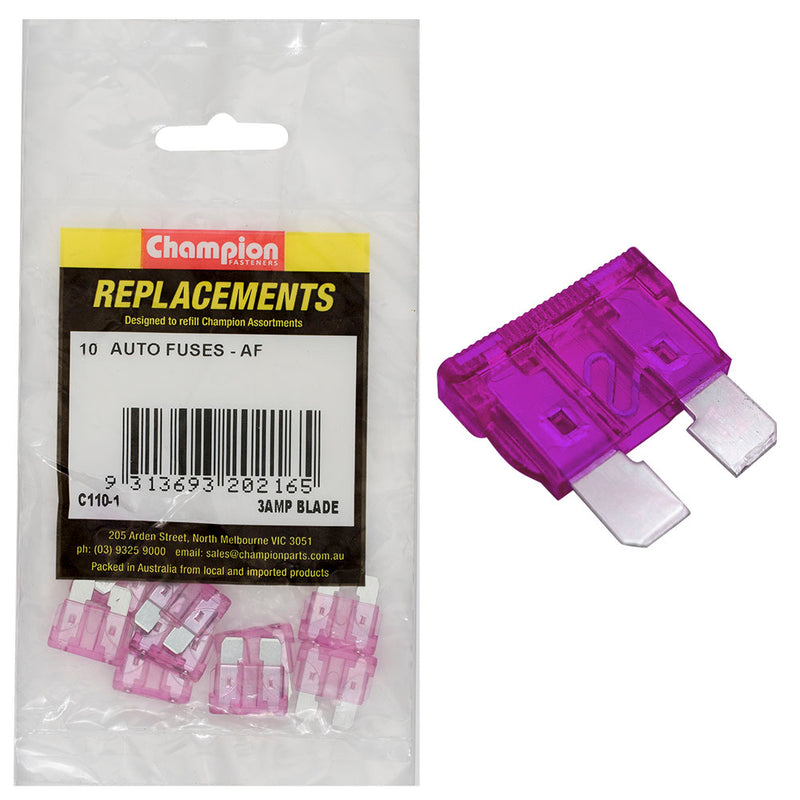 Champion AF 3Amp Standard Blade Fuse (Violet) -10pk Default Title