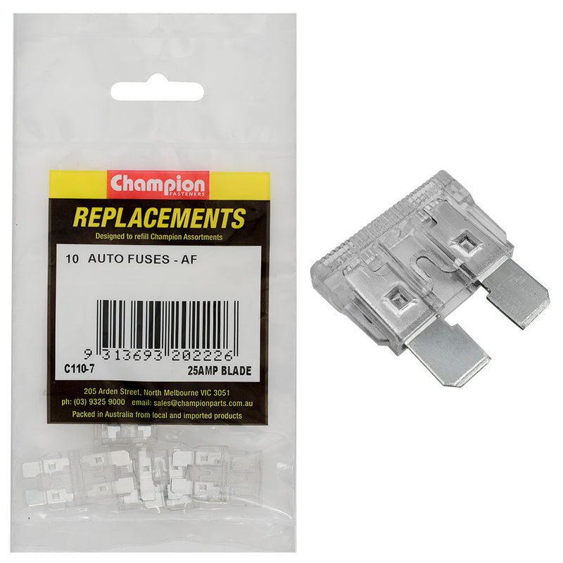 Champion AF 25Amp Standard Blade Fuse (Clear) -10pk Default Title