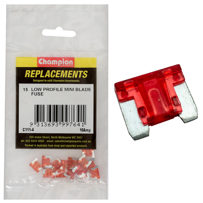 Champion 10Amp Low Profile Mini Blade Fuse (Red) -15pk Default Title