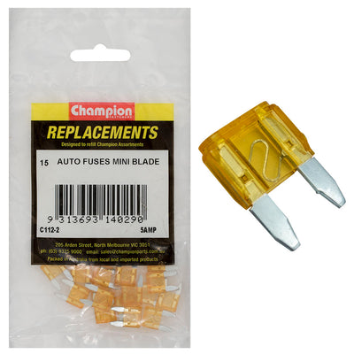 Champion 5Amp Mini Blade Fuse (Tan) -15pk Default Title