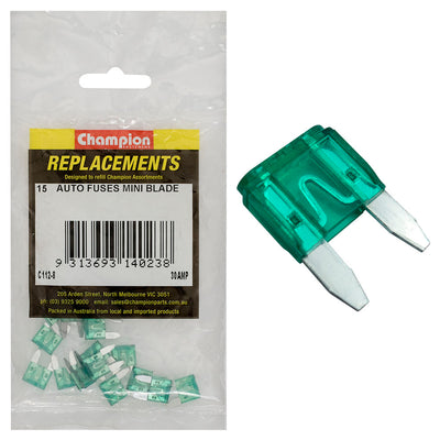 Champion 30Amp Mini Blade Fuse (Green) -15pk Default Title