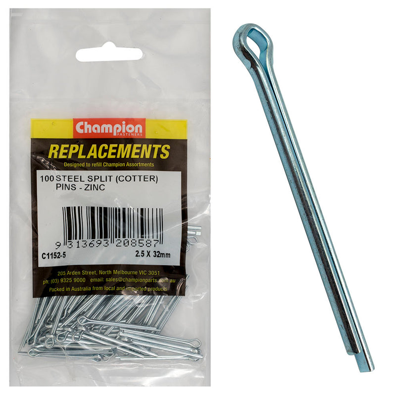 Champion 2.5mm x 32mm Steel Split (Cotter) Pin -100pk Default Title