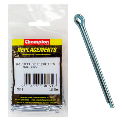 Champion 3.2mm x 45mm Steel Split (Cotter) Pin -100pk Default Title