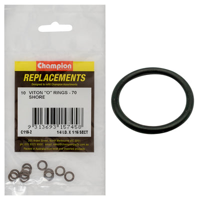 Champion 1/4in (I.D.) x 1/16in Imperial Viton O-Ring -10pk Default Title