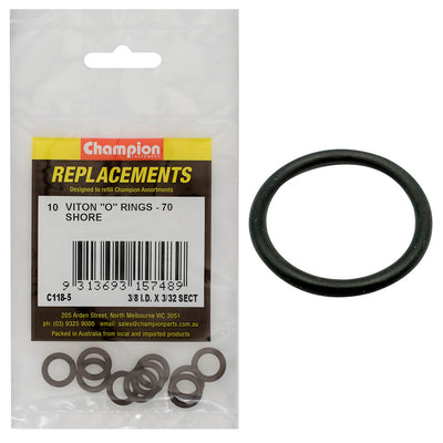 Champion 3/8in (I.D.) x 3/32in Imperial Viton O-Ring -10pk Default Title