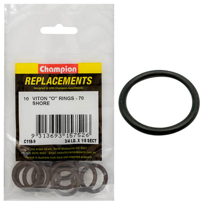 Champion 3/4in (I.D.) x 1/8in Imperial Viton O-Ring -10pk Default Title