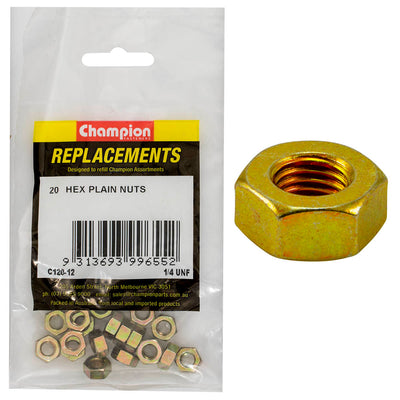 Champion 1/4in UNF Hexagon Nut -20pk Default Title