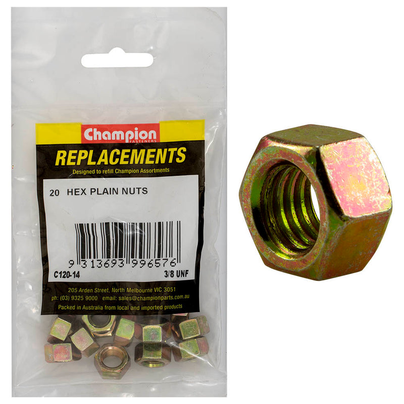 Champion 3/8in UNF Hexagon Nut -20pk Default Title