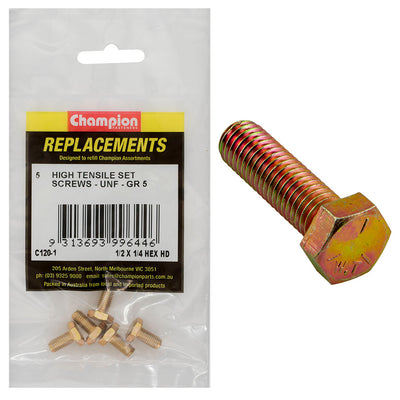 Champion 1/4in x 1/2in UNF Set Screw -Gr5 -5pk Default Title