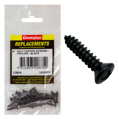 Champion 8G x 3/4in S/Tapping Screw Raised Head Ph Blk -30pk Default Title