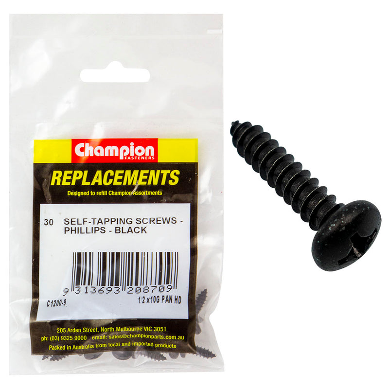 Champion 10G x 1/2in S/Tapping Screw Pan Head Ph -30pk Default Title