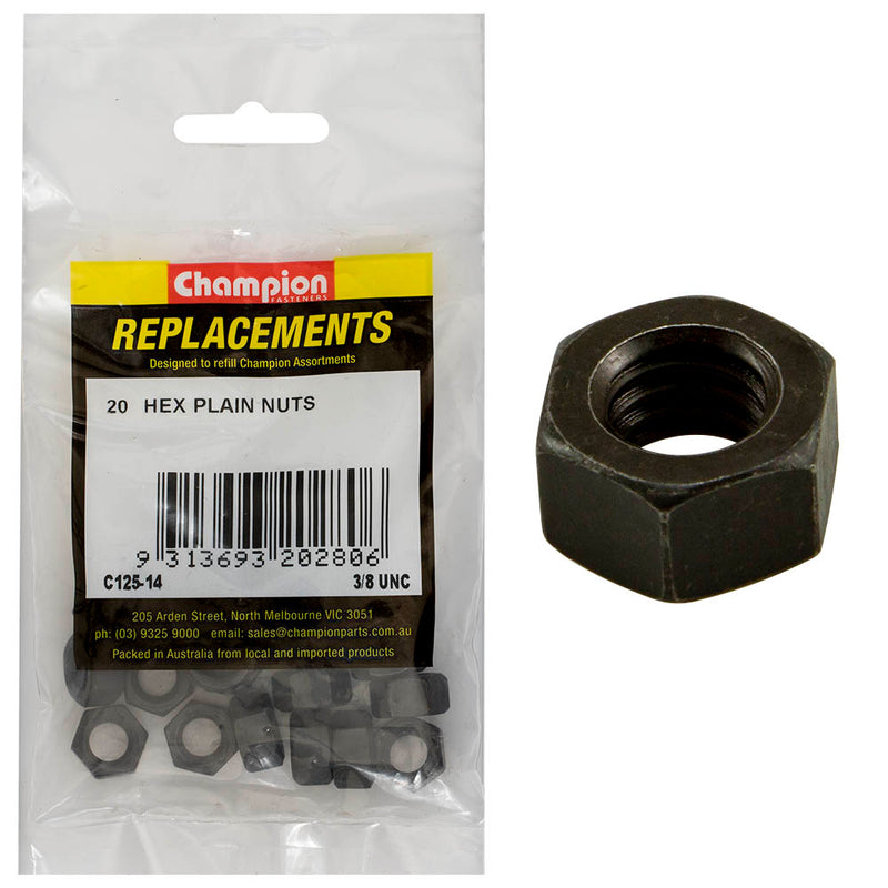 Champion 3/8in UNC Hexagon Nut -20pk Default Title