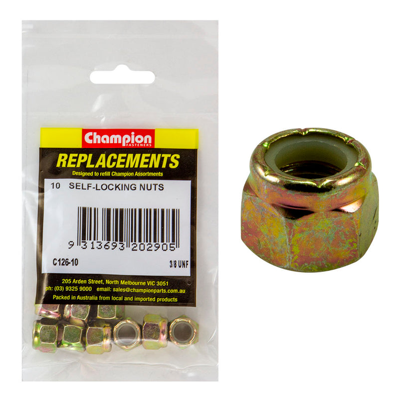 Champion 3/8in UNF Nylon insert Self-Locking Nut -10pk Default Title