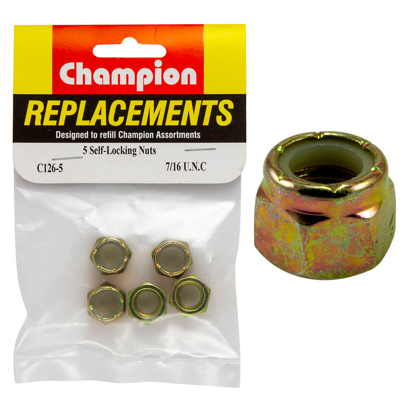 Champion 7/16in UNC Nylon insert Self-Locking Nut -5pk Default Title