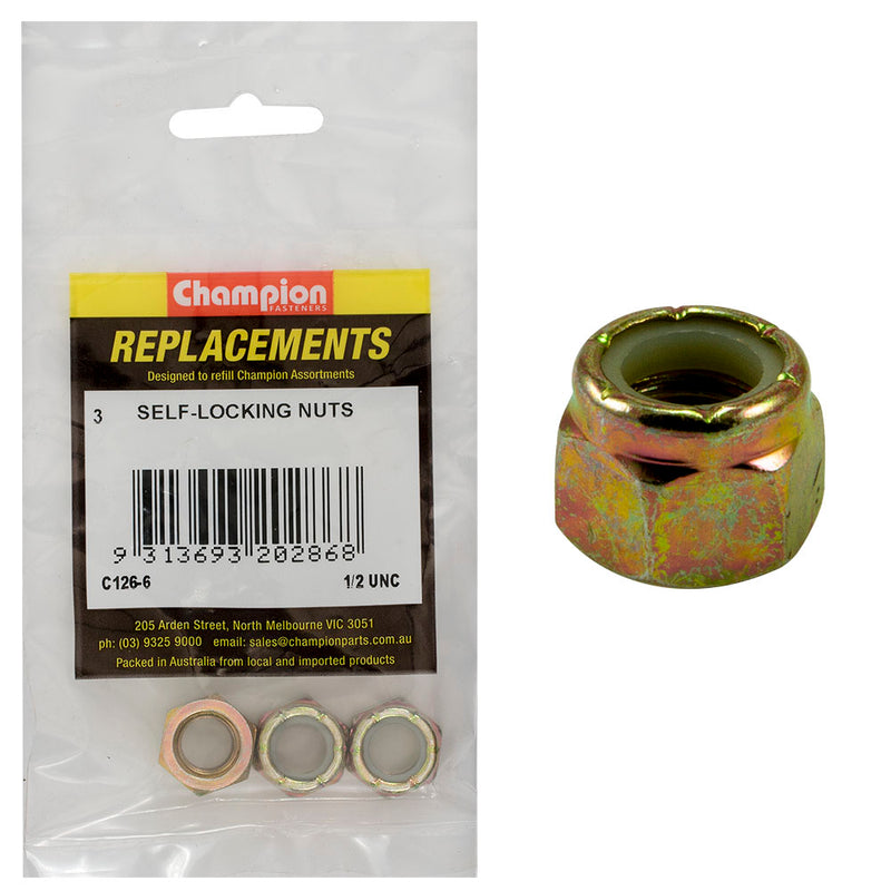 Champion 1/2in UNC Nylon insert Self-Locking Nut -3pk Default Title