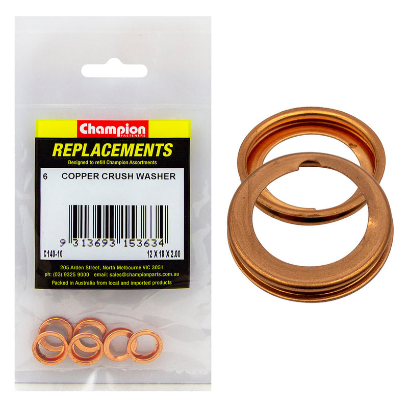 Champion M12 x 18mm Copper Crush (Sump Plug) Washer -6pk Default Title