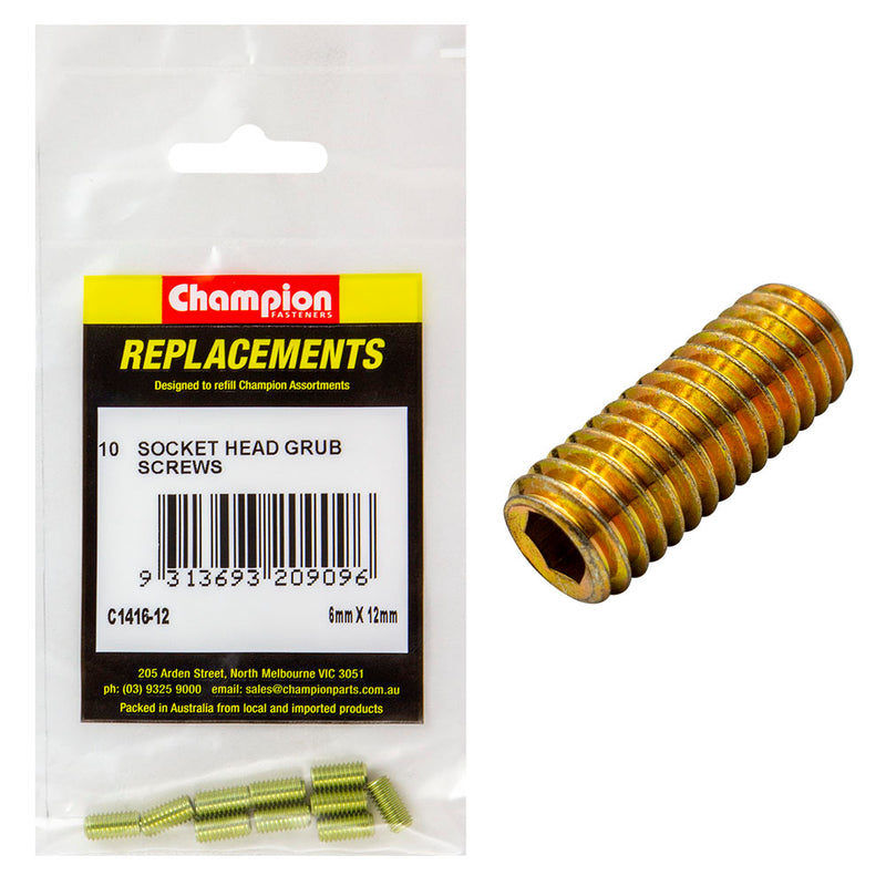 Champion M6 x 12mm Socket Grub Screw -10pk Default Title