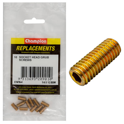 Champion 1/4in x 1/2in BSW Socket Grub Screw -10pk Default Title