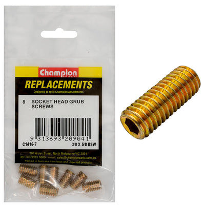 Champion 3/8in x 5/8in BSW Socket Grub Screw -8pk Default Title