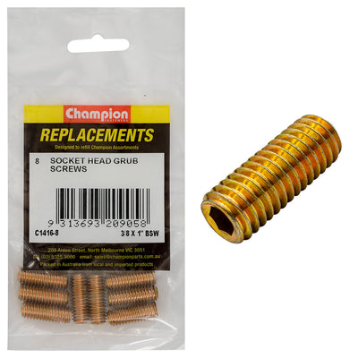 Champion 3/8in x 1in BSW Socket Grub Screw -8pk Default Title