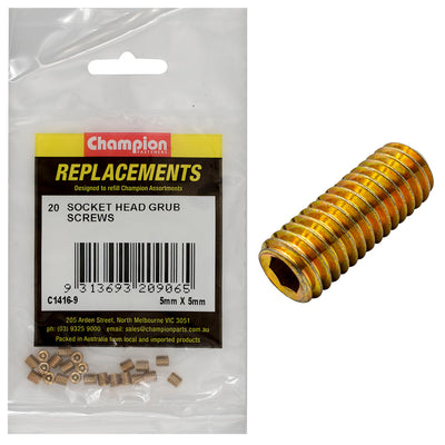 Champion M5 x 5mm Socket Grub Screw -20pk Default Title